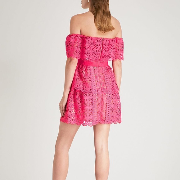 Self-Portrait off shoulder mini dress Fuchsia - Picture 3 of 6